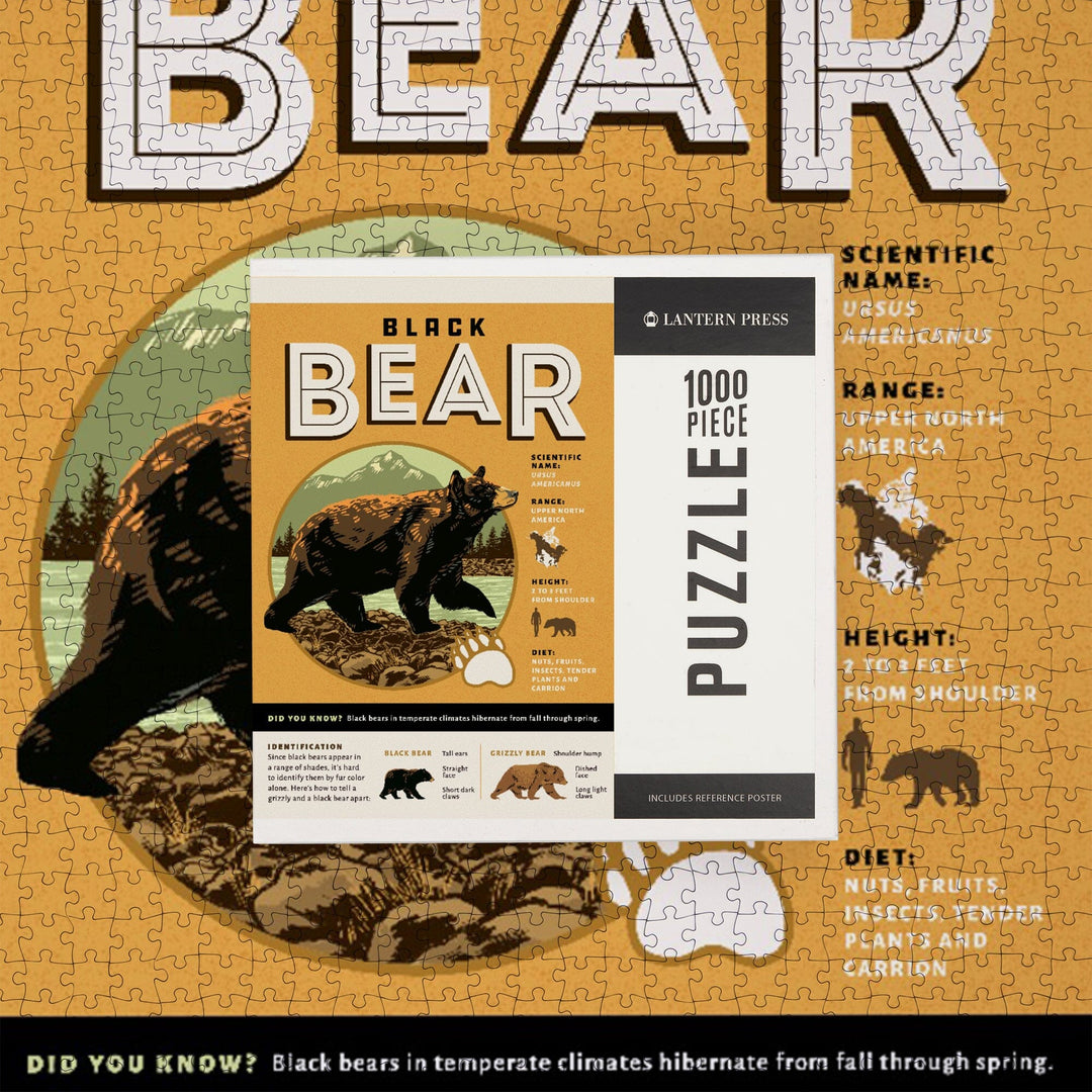 Facts About Black Bear, Jigsaw Puzzle Puzzle Lantern Press 