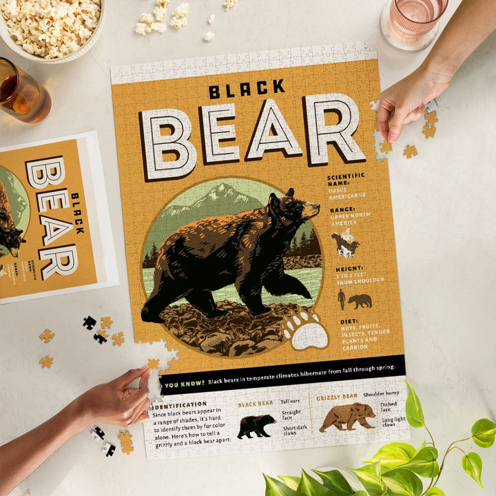 Facts About Black Bear, Jigsaw Puzzle Puzzle Lantern Press 