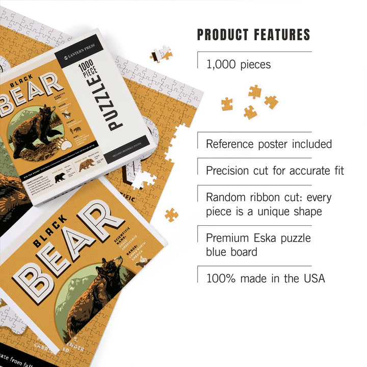 Facts About Black Bear, Jigsaw Puzzle Puzzle Lantern Press 