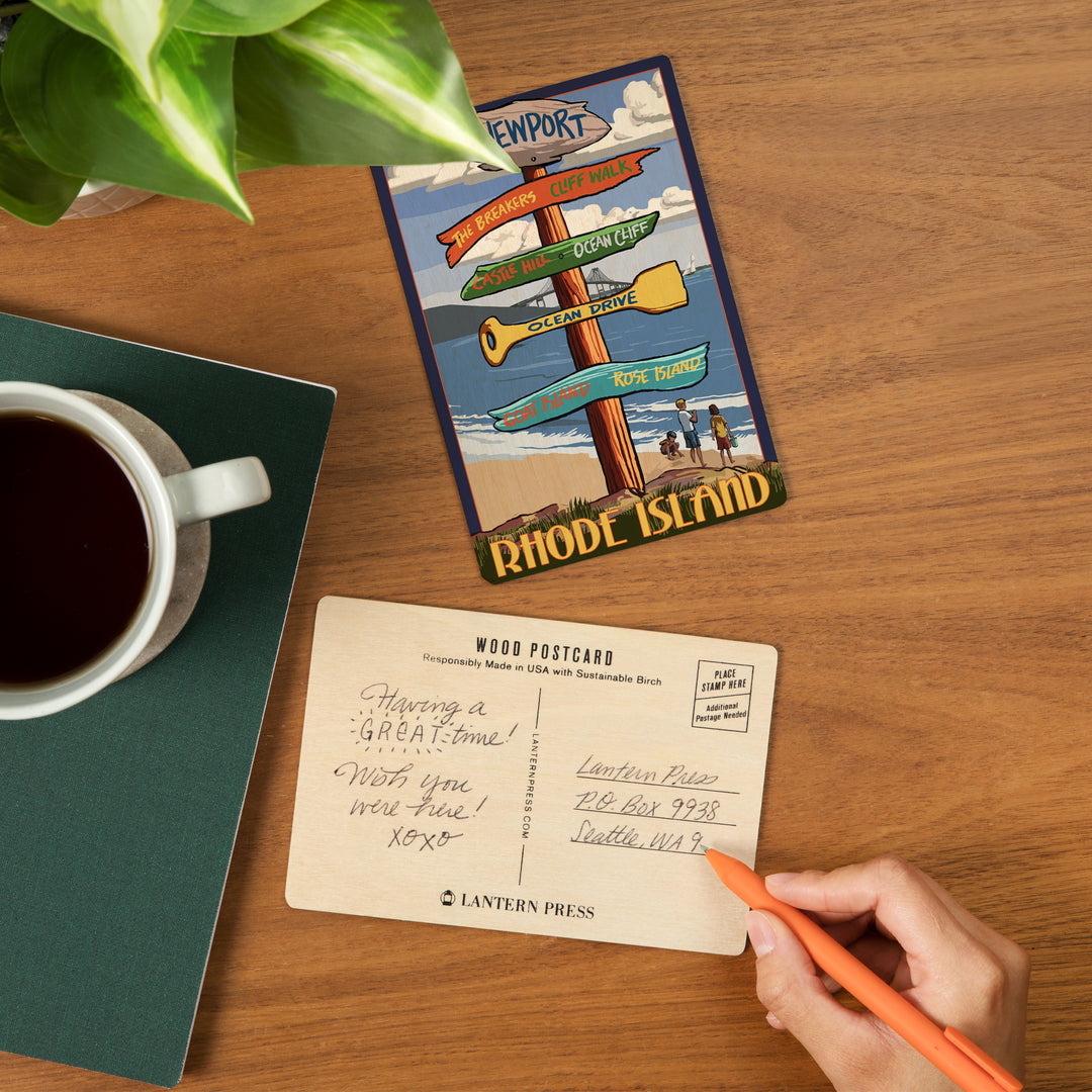 Newport, Rhode Island, Destinations Sign, Wood Sign and Postcards
