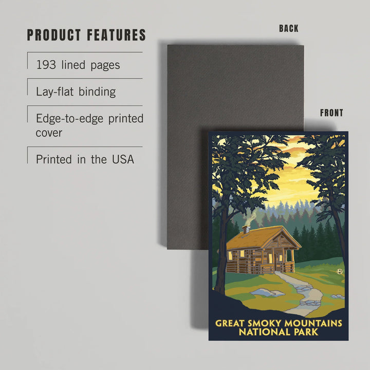 Lined 6x9 Journal, Great Smoky Mountains National Park, Tennessee, Cabin in the Woods, Lay Flat, 193 Pages, FSC paper