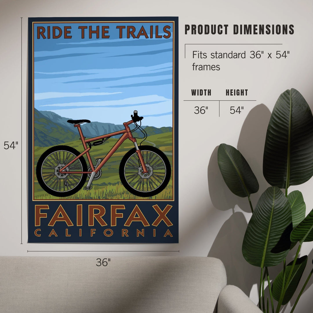 Fairfax, California, Ride the Trails, Blue Sky, Art & Giclee Prints Art Lantern Press 