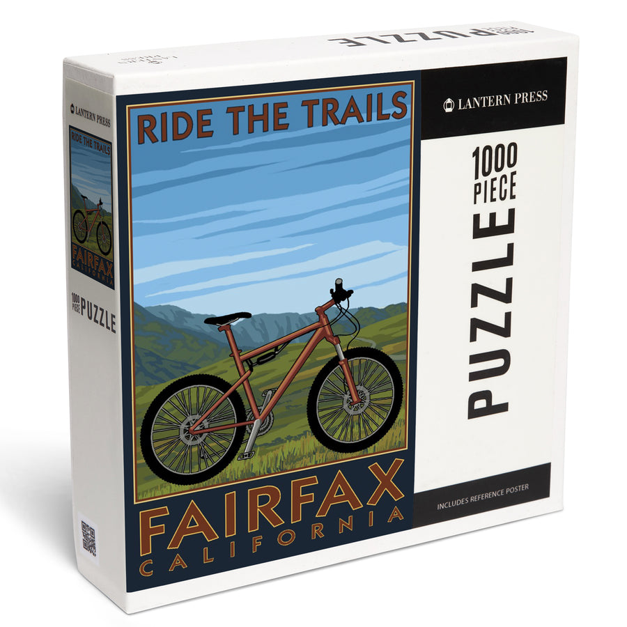 Fairfax, California, Ride the Trails, Blue Sky, Jigsaw Puzzle Puzzle Lantern Press 