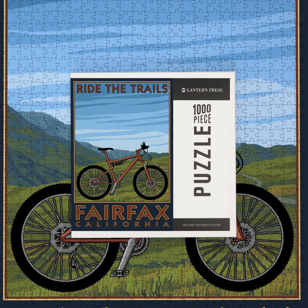 Fairfax, California, Ride the Trails, Blue Sky, Jigsaw Puzzle Puzzle Lantern Press 