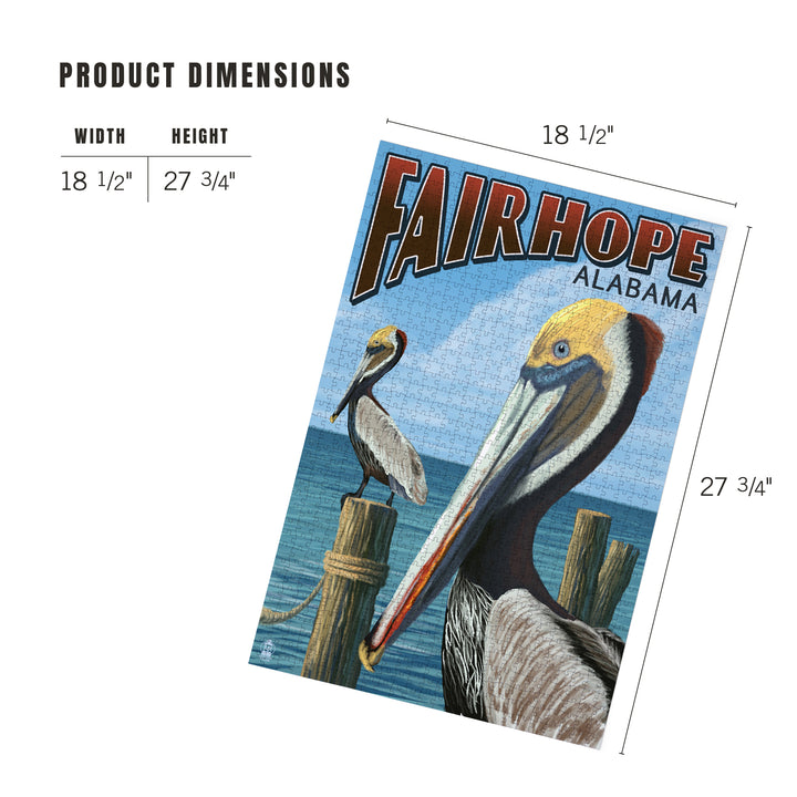 Fairhope, Alabama, Pelican Scene, Jigsaw Puzzle Puzzle Lantern Press 