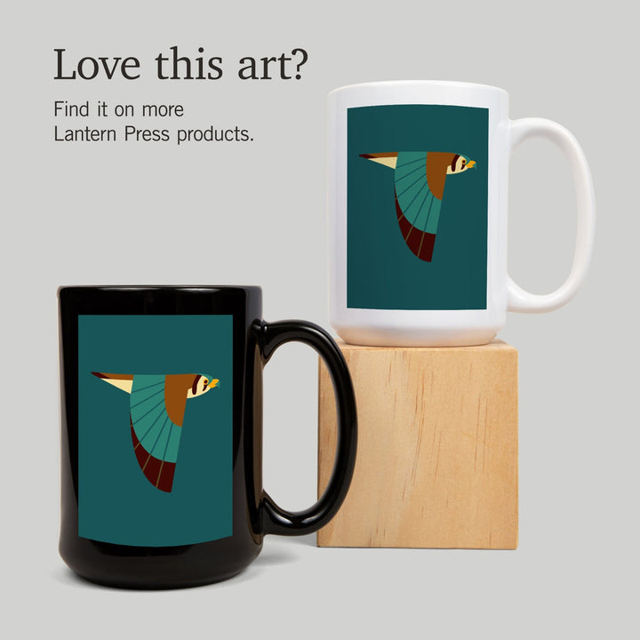 Falcon, Geometric, Contour, Lantern Press Artwork, Ceramic Mug Mugs Lantern Press 