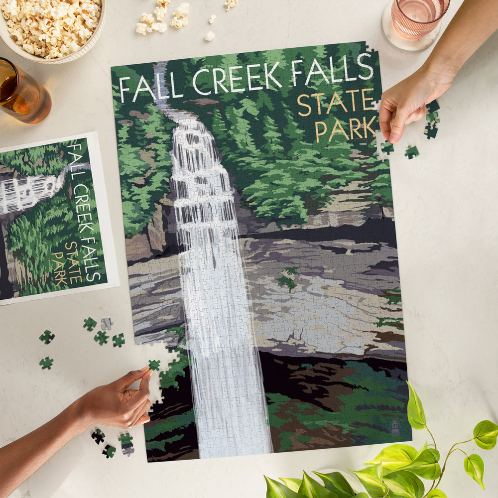 Fall Creek Falls State Park, Tennessee, Fall Creek Falls, Jigsaw Puzzle Puzzle Lantern Press 