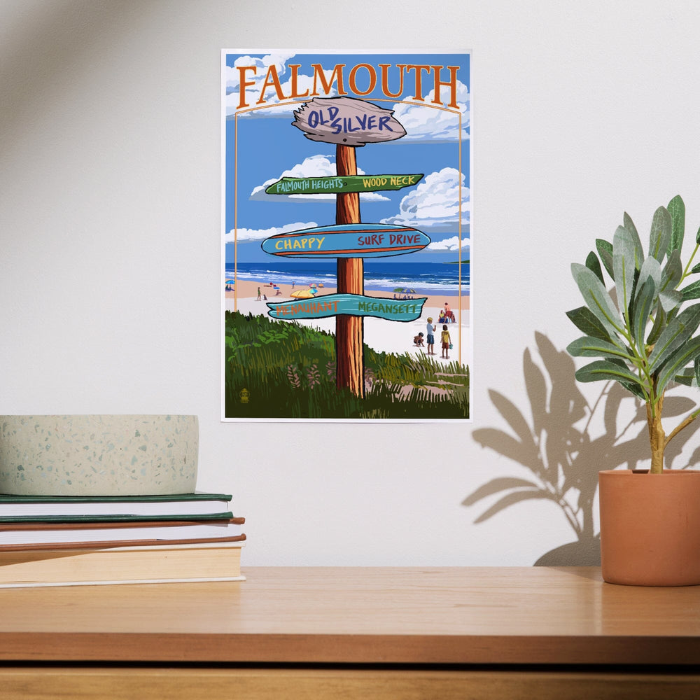 Falmouth, Cape Cod, Massachusetts, Destination Signpost, Art & Giclee Prints Art Lantern Press 