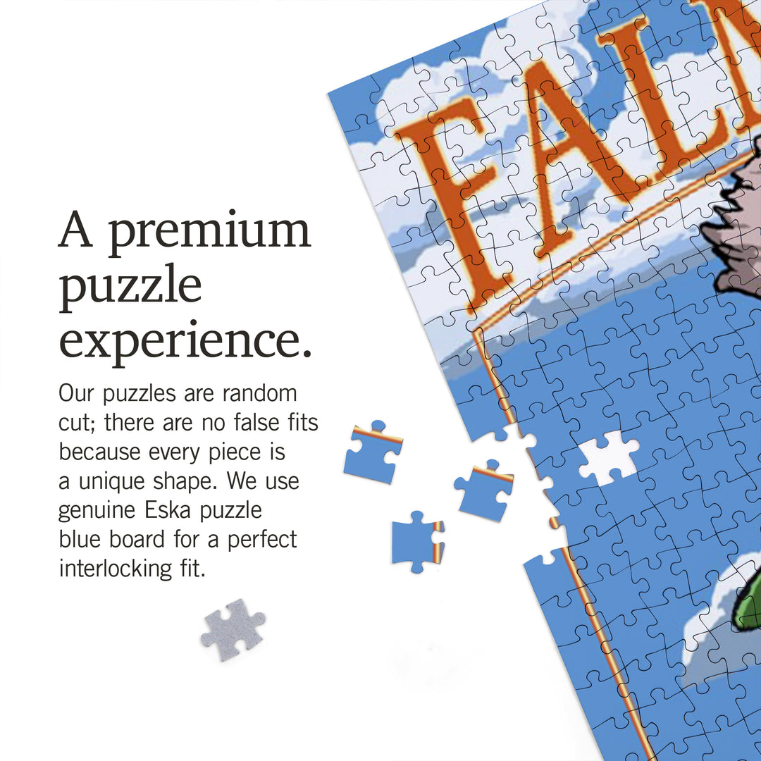 Falmouth, Cape Cod, Massachusetts, Destination Signpost, Jigsaw Puzzle Puzzle Lantern Press 