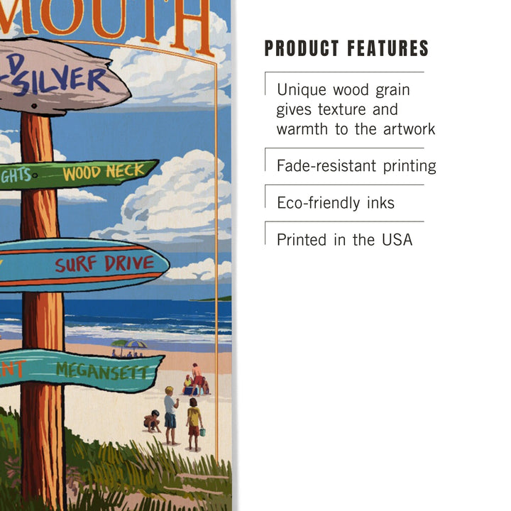 Falmouth, Cape Cod, Massachusetts, Destination Signpost, Lantern Press Artwork, Wood Signs and Postcards Wood Lantern Press 