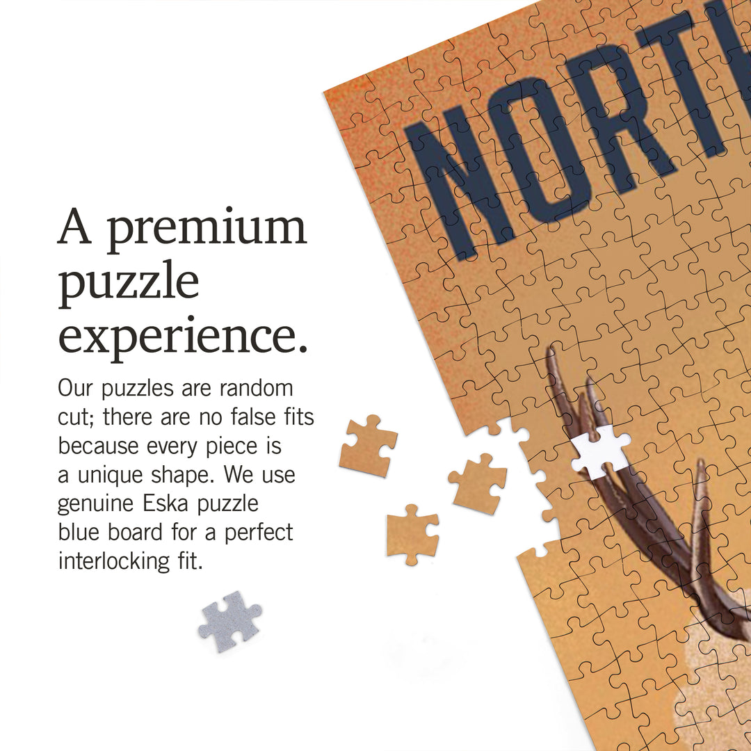 North Dakota, Mule Deer, Litho, Jigsaw Puzzle