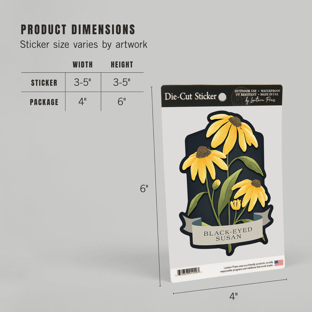 Vintage Flora Noir, Black-Eyed Susan, Vinyl Sticker