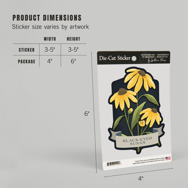 Vintage Flora Noir, Black-Eyed Susan, Vinyl Sticker