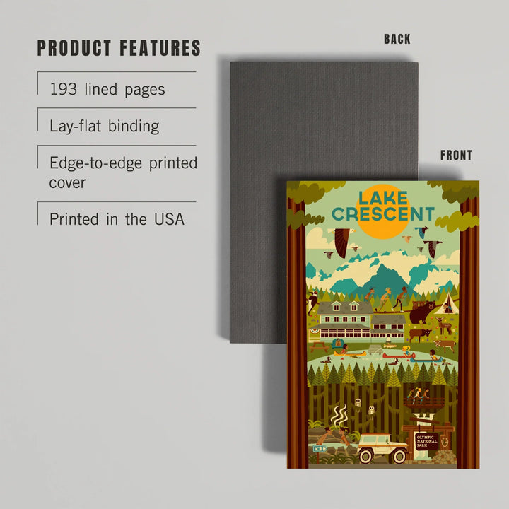 Lined 6x9 Journal, Lake Crescent, Olympic National Park, Washington, Geometric National Park Series, Lay Flat, 193 Pages, FSC paper