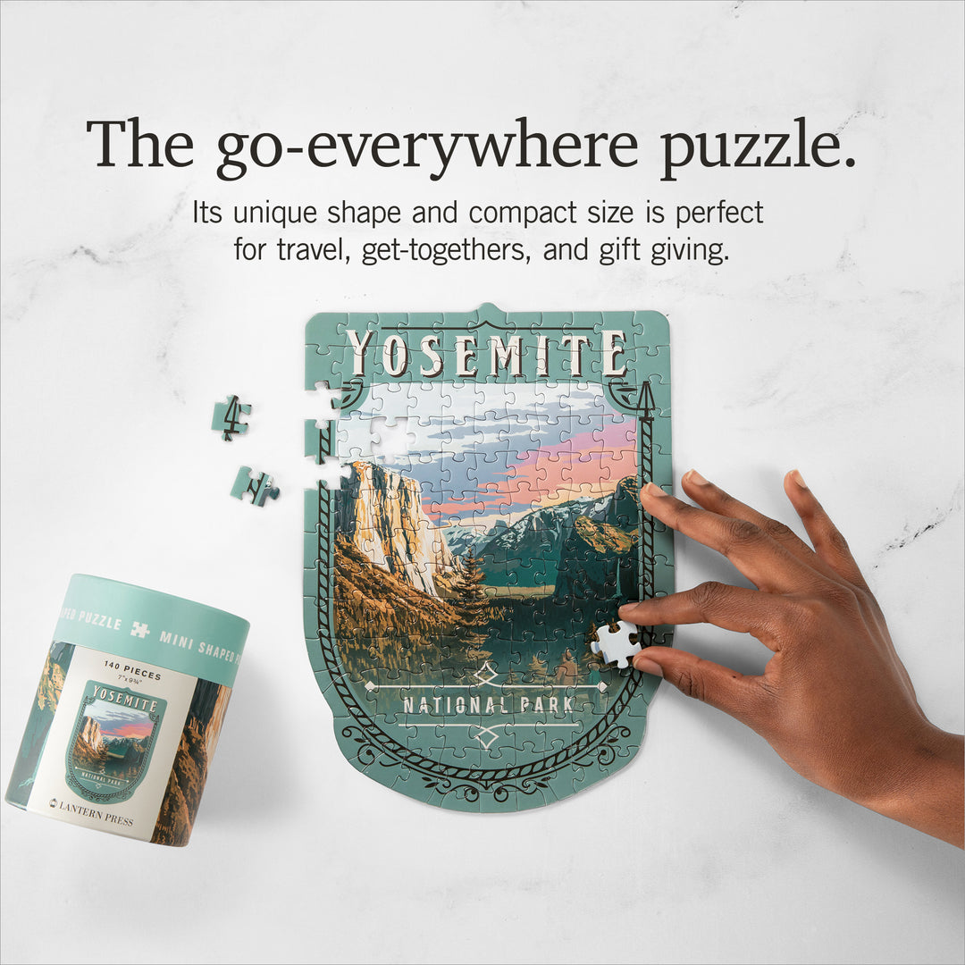 Lantern Press Mini Shaped Adult Jigsaw Puzzle, Protect Our National Parks (Yosemite)