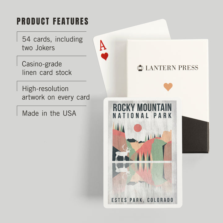 Playing Cards, Rocky Mountain National park, Estes park, Colorado, Elk, Geometric Opacity Press, 52 Card Deck with Jokers in Box, Unique Art