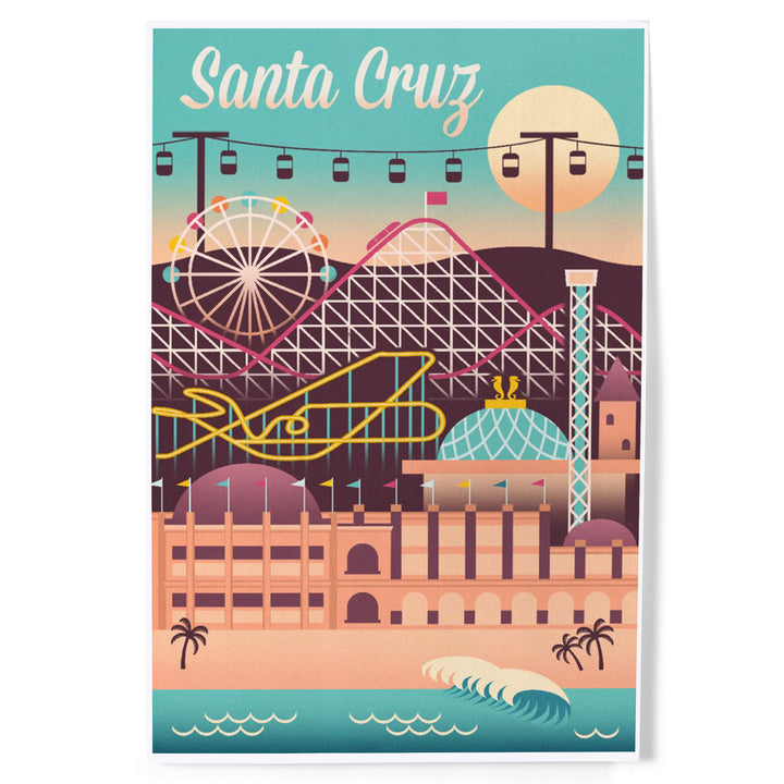 Santa Cruz, California, Retro Skyline, Art & Giclee Prints