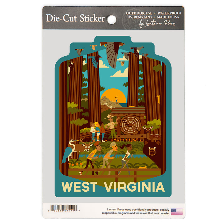 West Virginia, Geometric, Forest, Vinyl Sticker