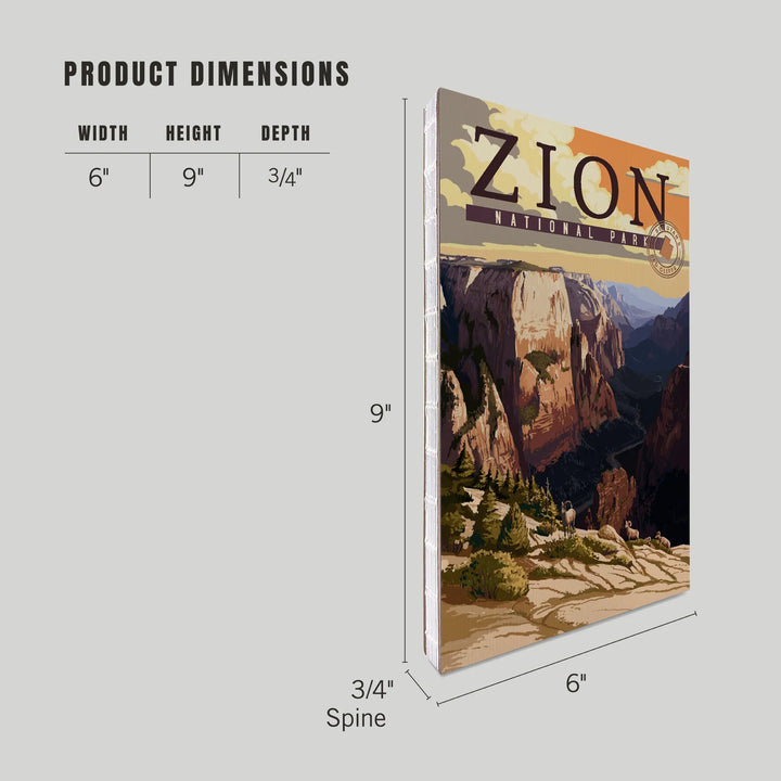 Lined 6x9 Journal, Zion National Park, Zion Canyon Sunset, Typography, Lay Flat, 193 Pages, FSC paper