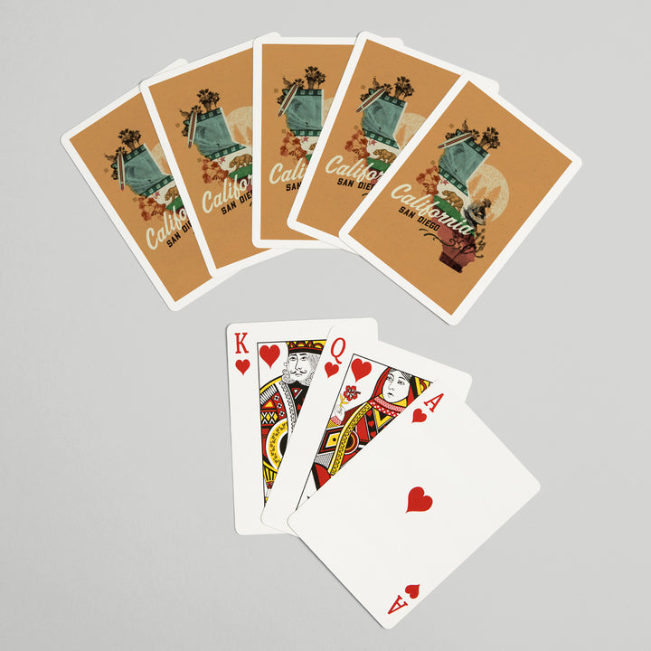 Playing Cards, San Diego, California, State Photomontage, State Series, 52 Card Deck with Jokers in Box, Unique Art
