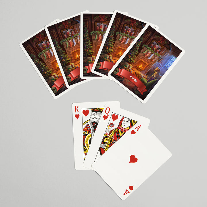 Playing Cards, Idaho, Christmas Morning, 52 Card Deck with Jokers in Box, Unique Art