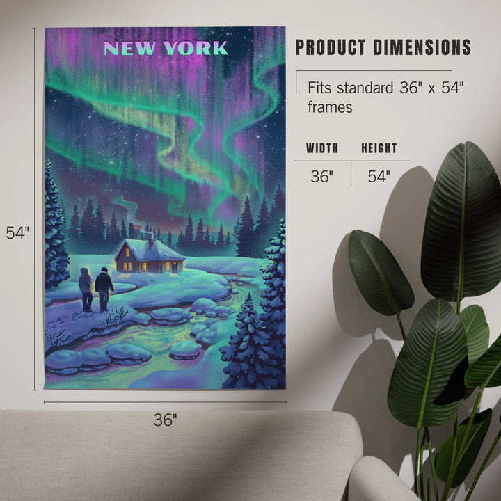 New York, Litho, Northern Lights and Cabin, Art & Giclee Prints