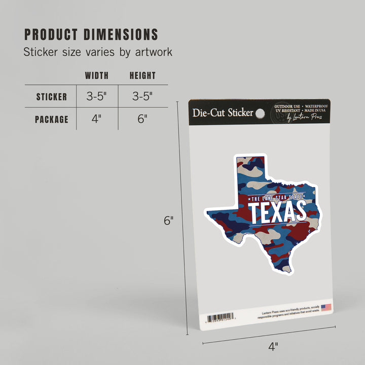 Texas, The Lone Star State, Camo State, Contour, Vinyl Sticker