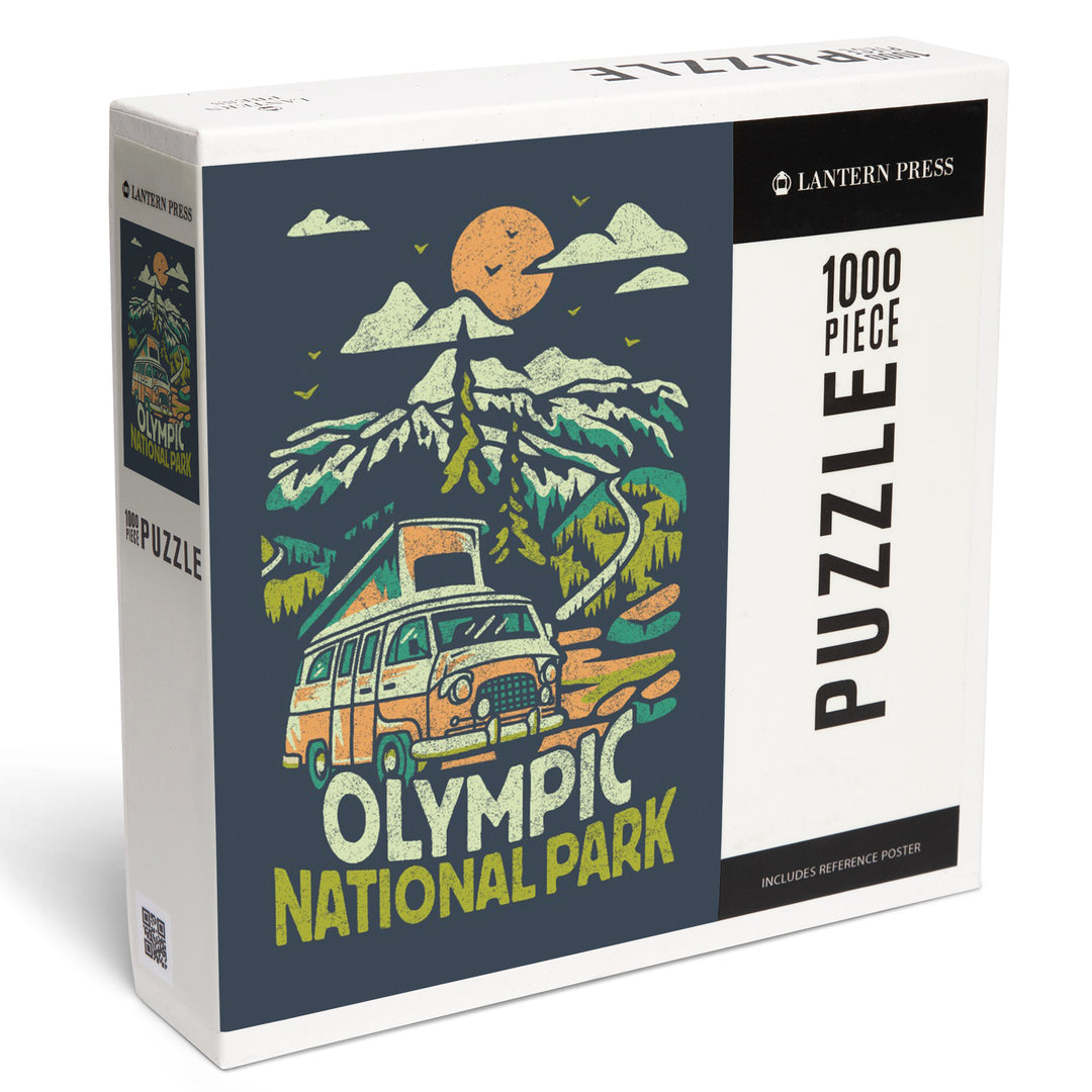 Olympic National Park, Distressed, Camper Van in Mountains, Jigsaw Puzzle