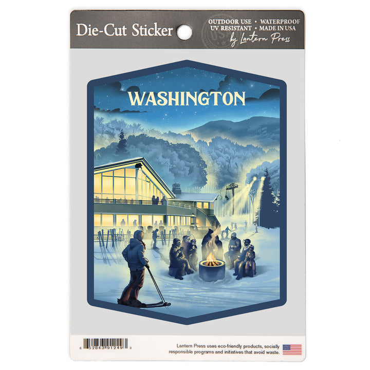 Washington, Lithograph, Snow Lodge, Vinyl Sticker