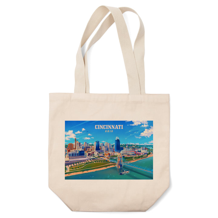 Cincinnati, Ohio, Lithograph City Series, Tote Bag