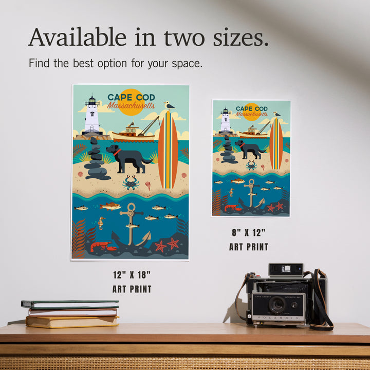 Cape Cod, Massachusetts, Geometric, Beach and Lighthouse, Art & Giclee Prints