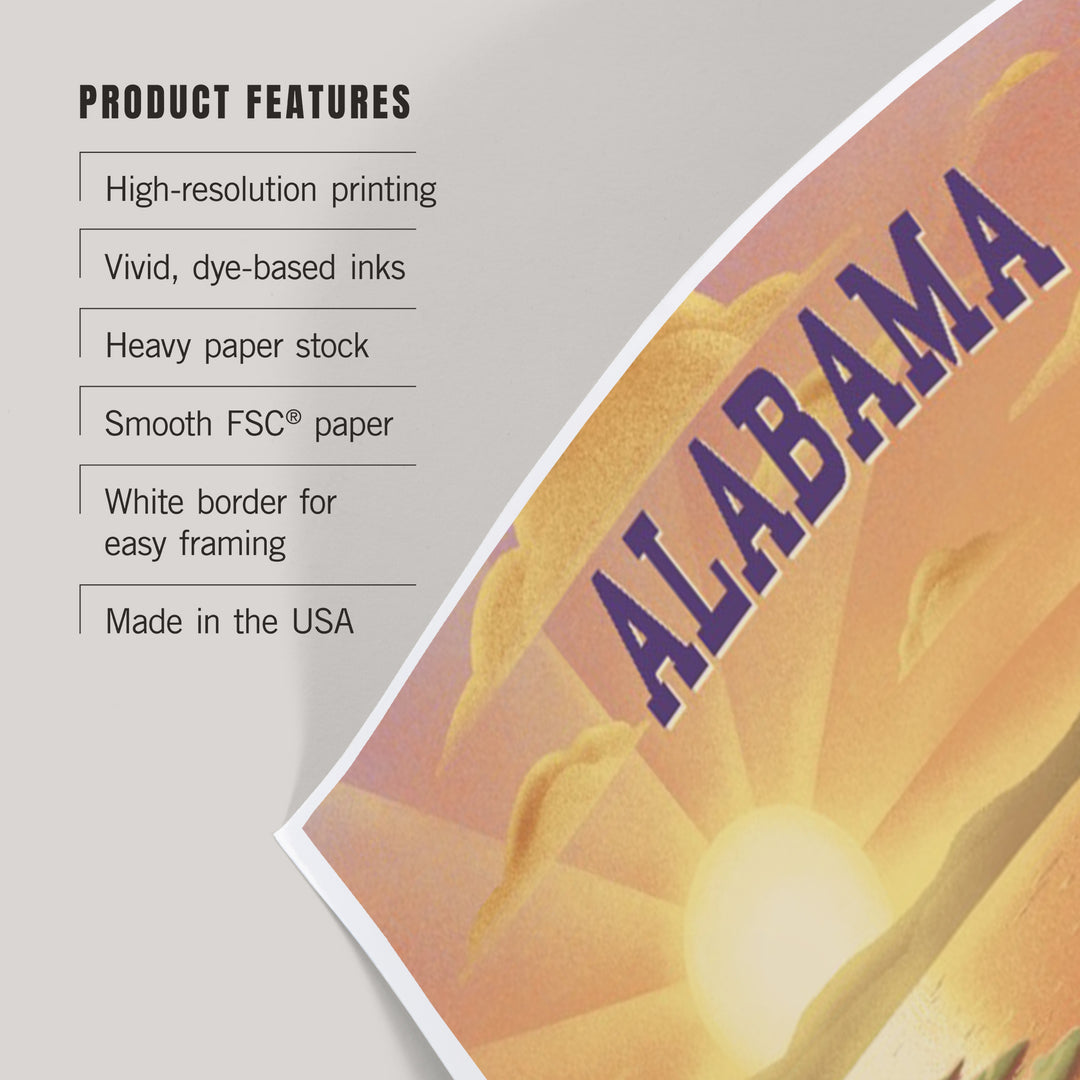 Alabama, Lithograph, Bear and Spring Flowers, Lake, Art & Giclee Prints