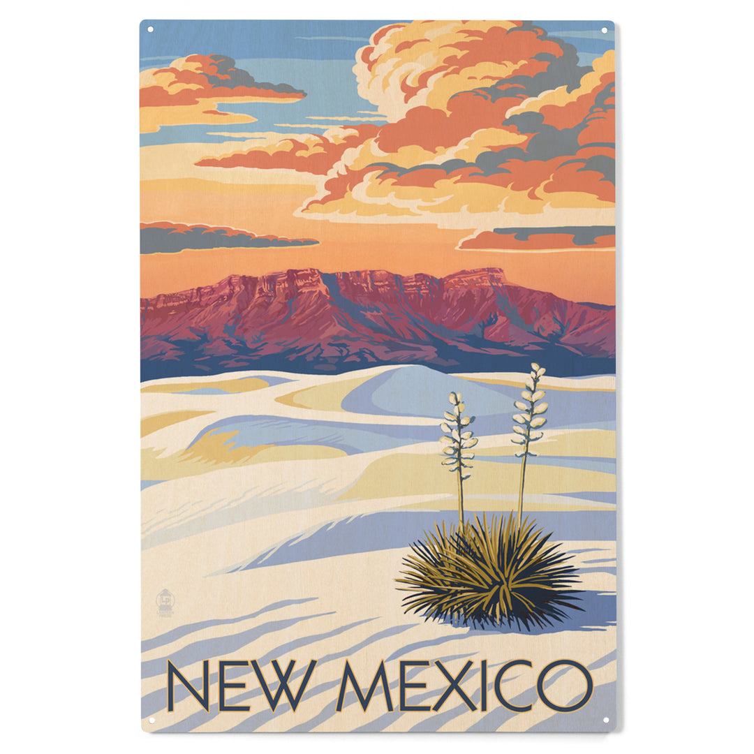 New Mexico, White Sands Sunset, Wood Sign and Postcards