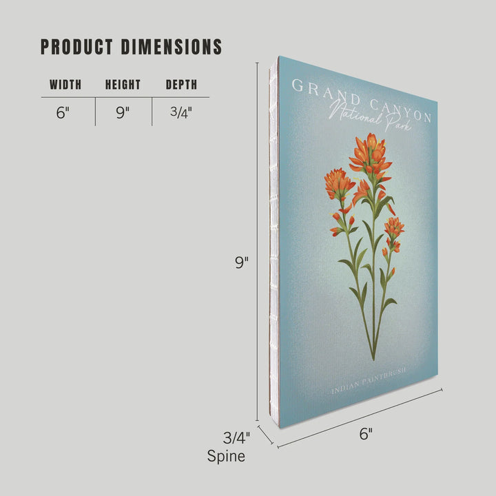 Lined 6x9 Journal, Grand Canyon National Park, Arizona, Vintage Flora, Indian Paintbrush, Lay Flat, 193 Pages, FSC paper