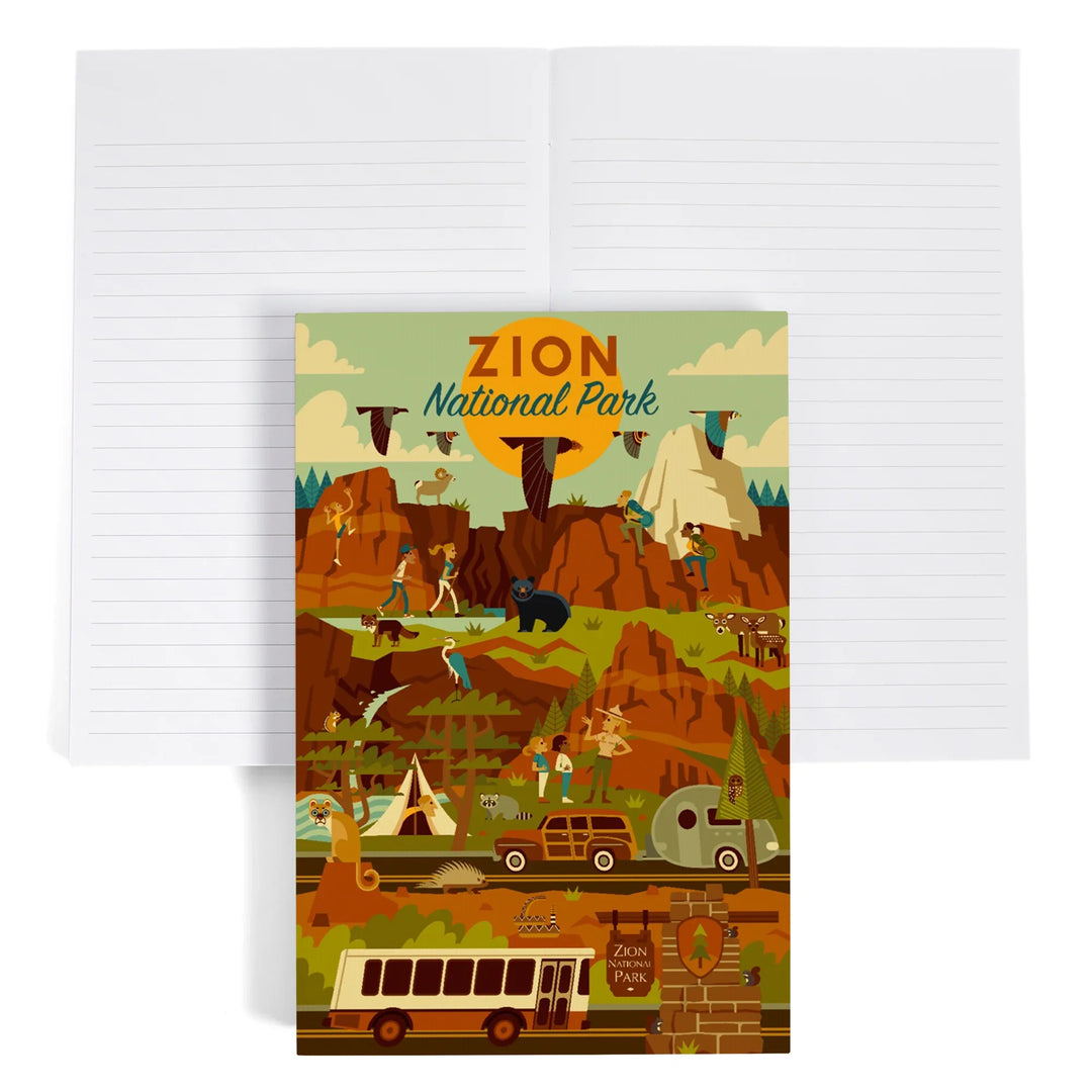 Lined 6x9 Journal, Zion National Park, Geometric National Park Series, Lay Flat, 193 Pages, FSC paper