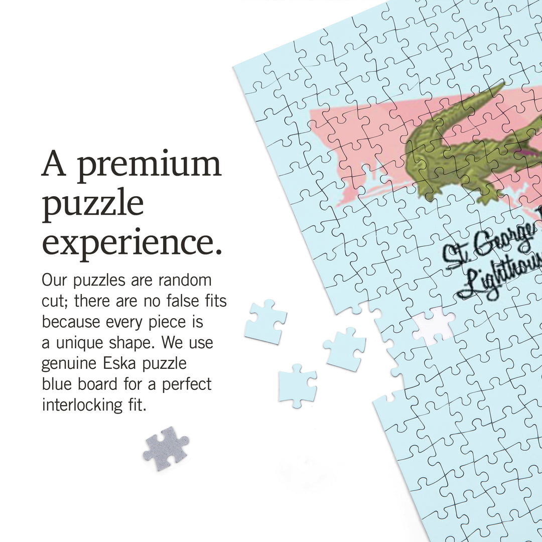 Sunrise, Florida, Typography and Icons, Pink and Blue, Jigsaw Puzzle