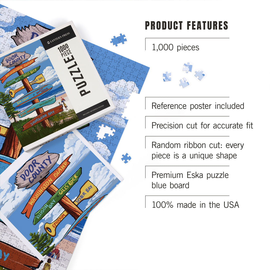 Door County, Wisconsin, Destination Signpost, New, 1000 Piece Jigsaw Puzzle