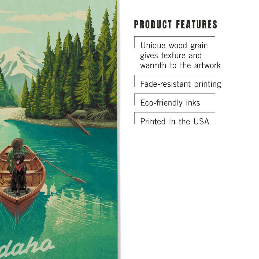 Idaho, Quiet Explorer, Boating, Mountain, Wood Signs and Postcards - Lantern Press