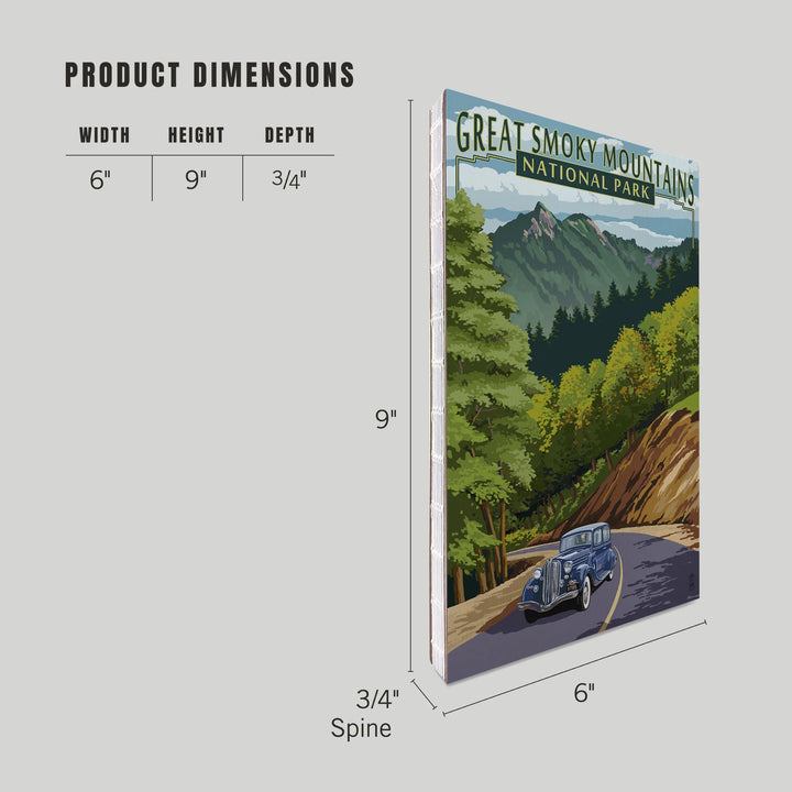 Lined 6x9 Journal, Great Smoky Mountains National Park, Tennessee, Chimney Tops and Road, Lay Flat, 193 Pages, FSC paper
