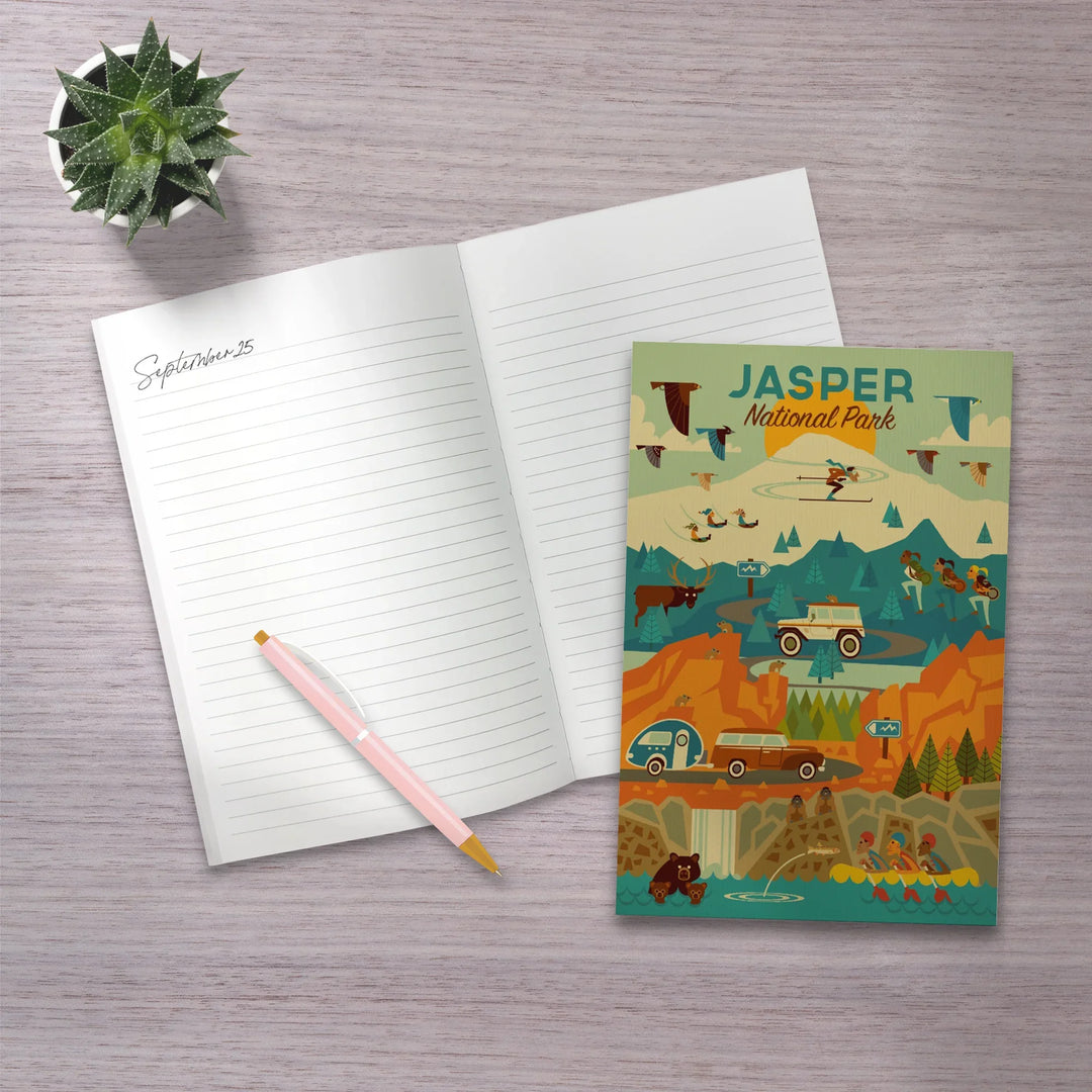 Lined 6x9 Journal, Jasper National Park, Canada, Geometric, Lay Flat, 193 Pages, FSC paper