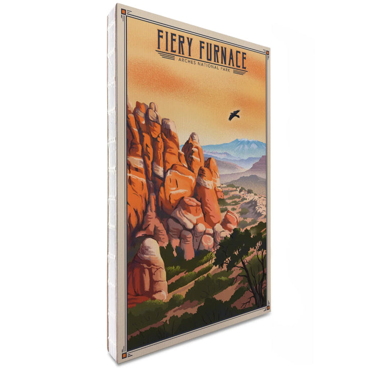 Lined 6x9 Journal, Fiery Furnace, Arches National Park, Lithograph National Park Series, Lay Flat, 193 Pages, FSC paper