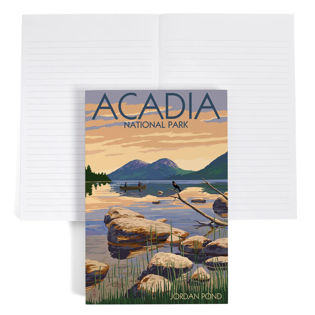 Lined 6x9 Journal, Acadia National Park, Maine, Jordan Pond, Lay Flat, 193 Pages, FSC paper