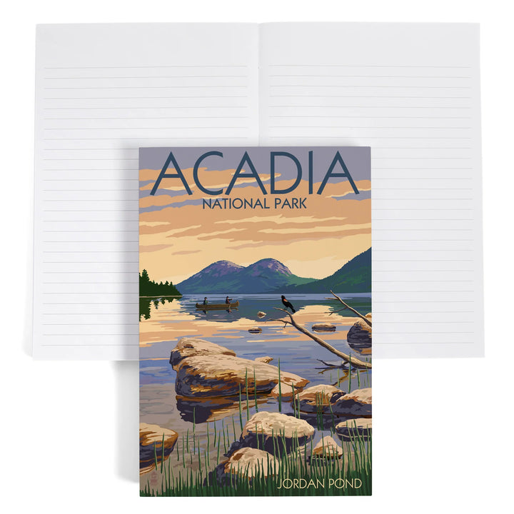 Lined 6x9 Journal, Acadia National Park, Maine, Jordan Pond, Lay Flat, 193 Pages, FSC paper
