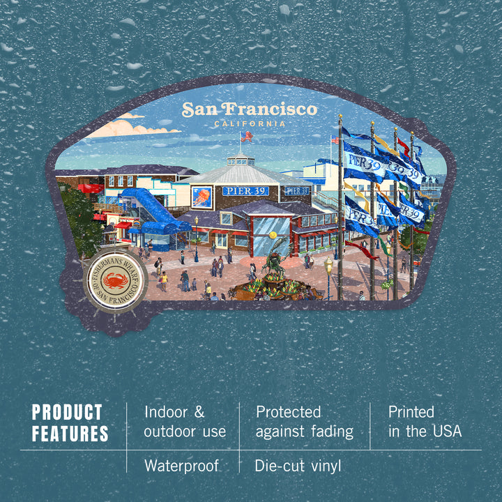 San Francisco, California, Painterly, Fisherman's Wharf, Vinyl Sticker