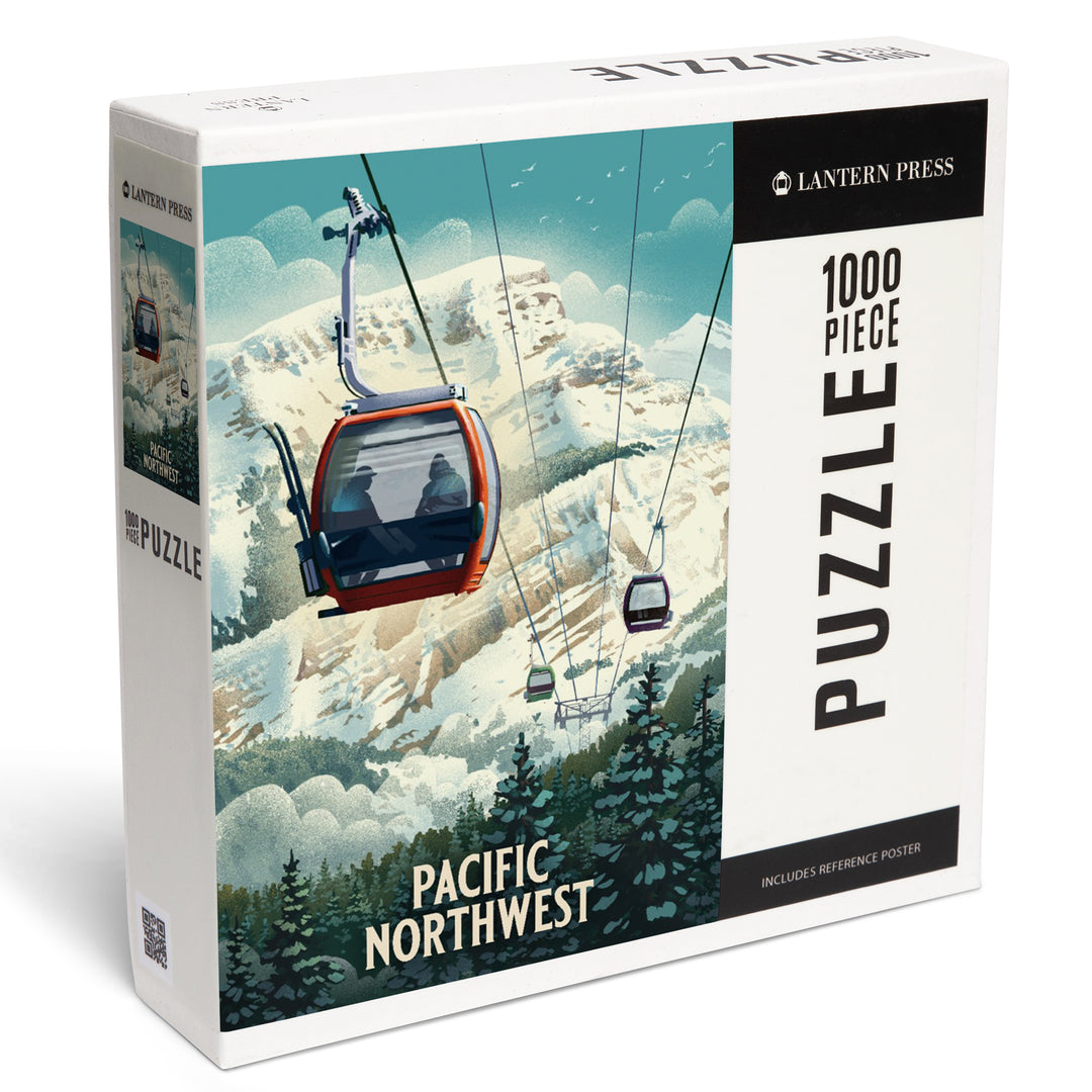 Pacific Northwest, Lithograph, Gondola, Orange, 1000 Piece Jigsaw Puzzle