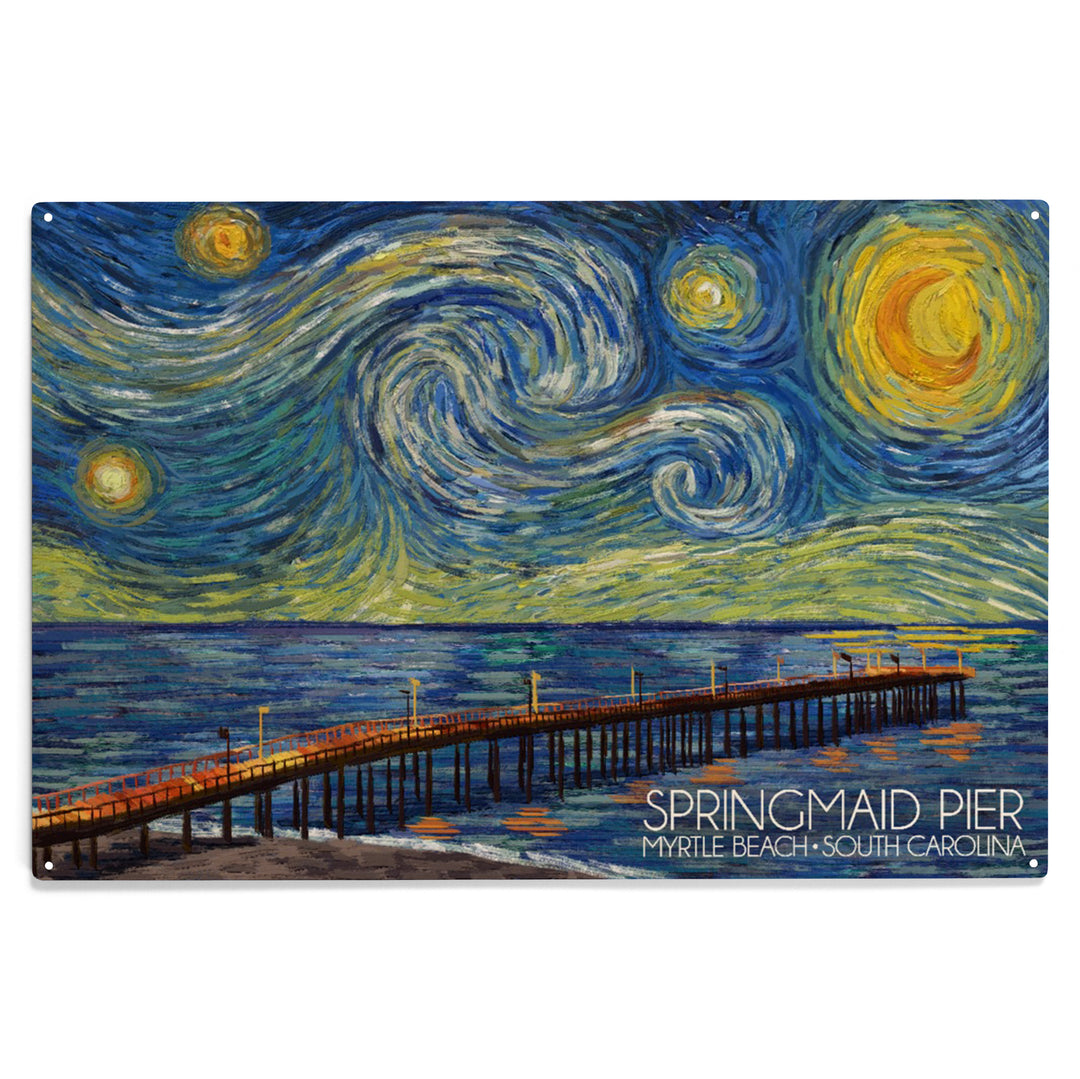 Myrtle Beach, South Carolina, Starry Night, Wood Sign and Postcards
