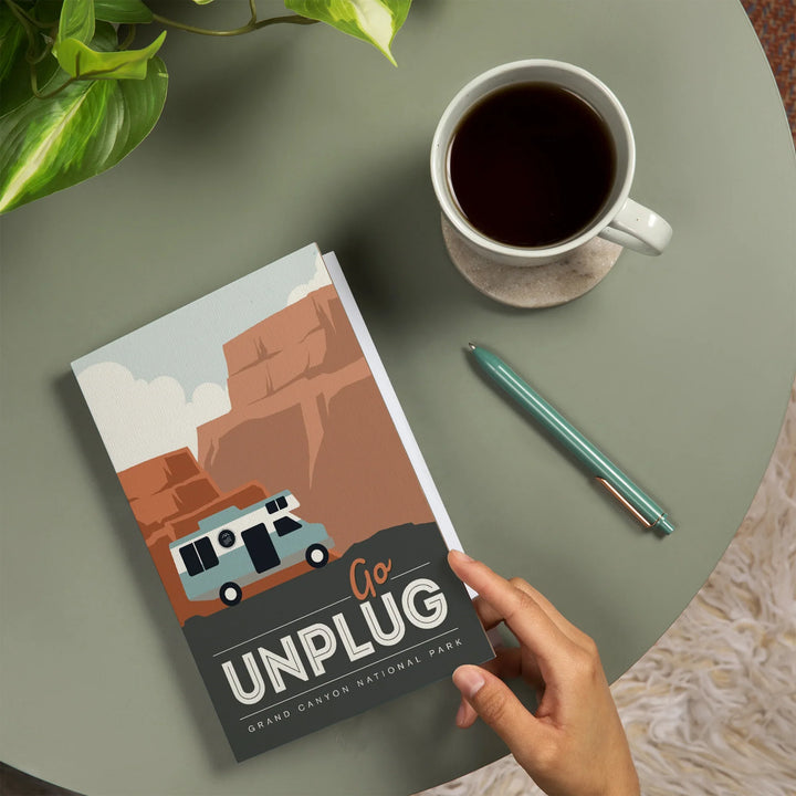 Lined 6x9 Journal, Grand Canyon National Park, Go Unplug, Retro RV, Lay Flat, 193 Pages, FSC paper