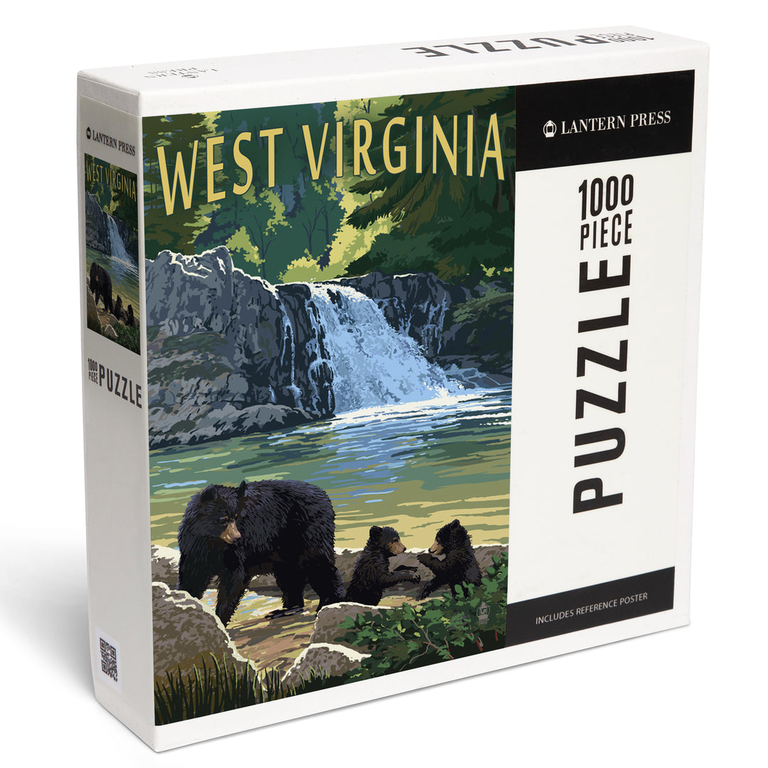 West Virginia, Waterfall and Bears, Jigsaw Puzzle