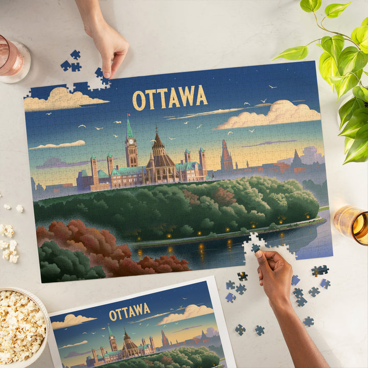 Ottawa, Ontario, Lithograph, Capitol Building, Jigsaw Puzzle