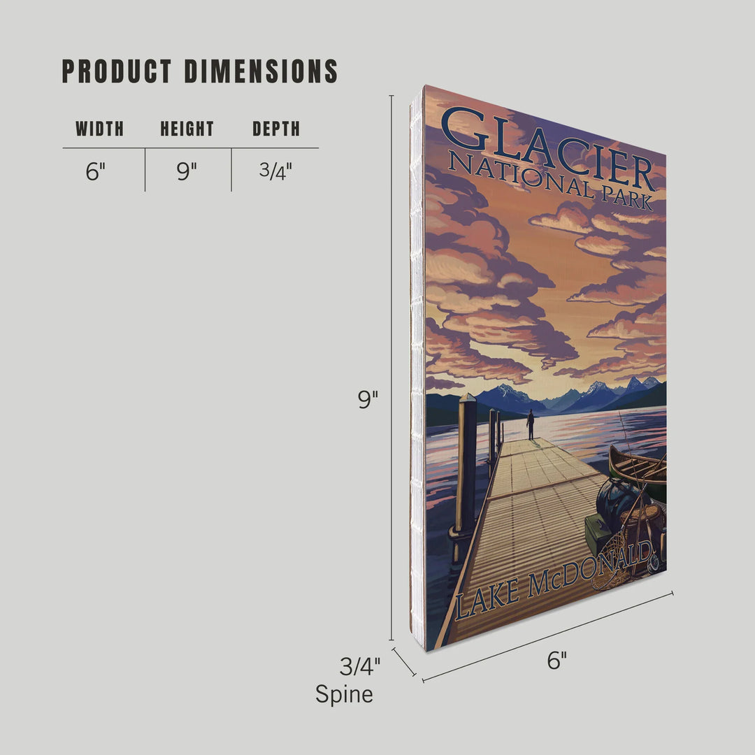 Lined 6x9 Journal, Glacier National Park, Montana, Lake McDonald, Lay Flat, 193 Pages, FSC paper